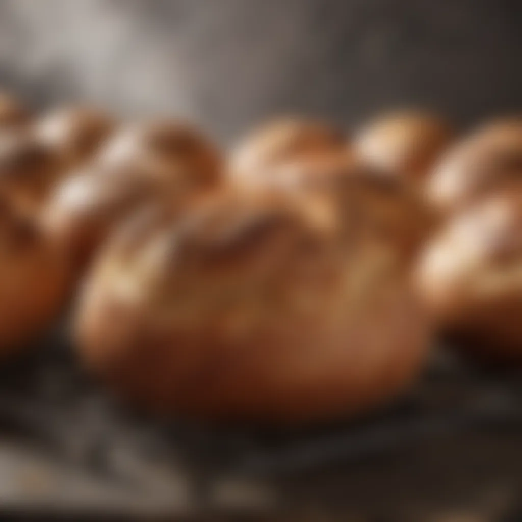 Artisanal bread cooling on wire racks, emitting a tempting aroma