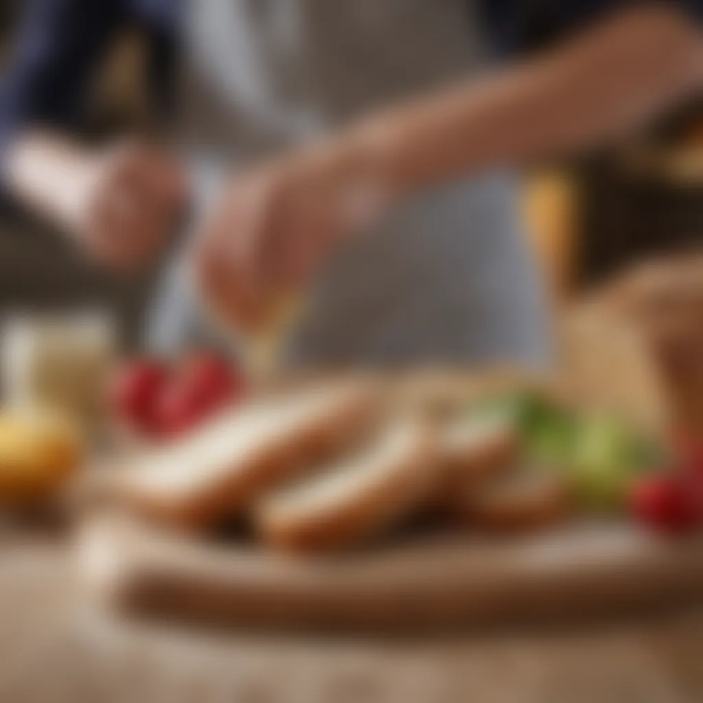 Slicing homemade bread without yeast