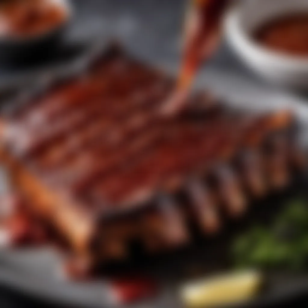 Brushing Barbecue Sauce on Ribs