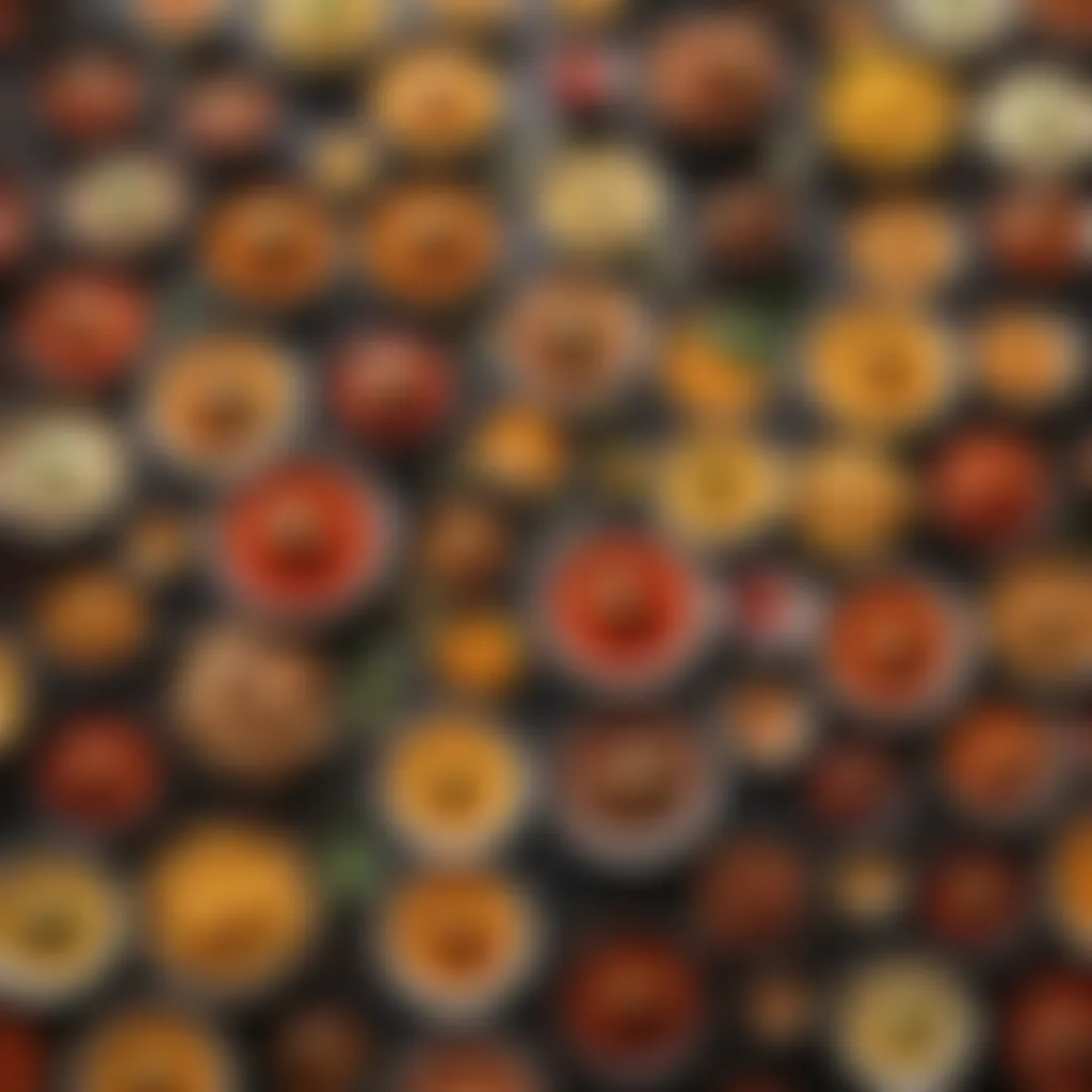 Diverse Sauces at Buffalo Wild Wings A vibrant array of Buffalo Wild Wings sauces in unique bowls