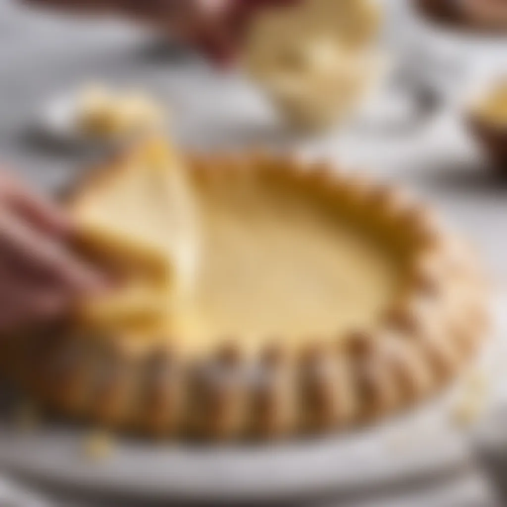 Butter pieces being delicately incorporated into the dough