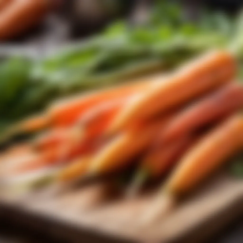 Colorful Fresh Carrots on Wooden Cutting Board