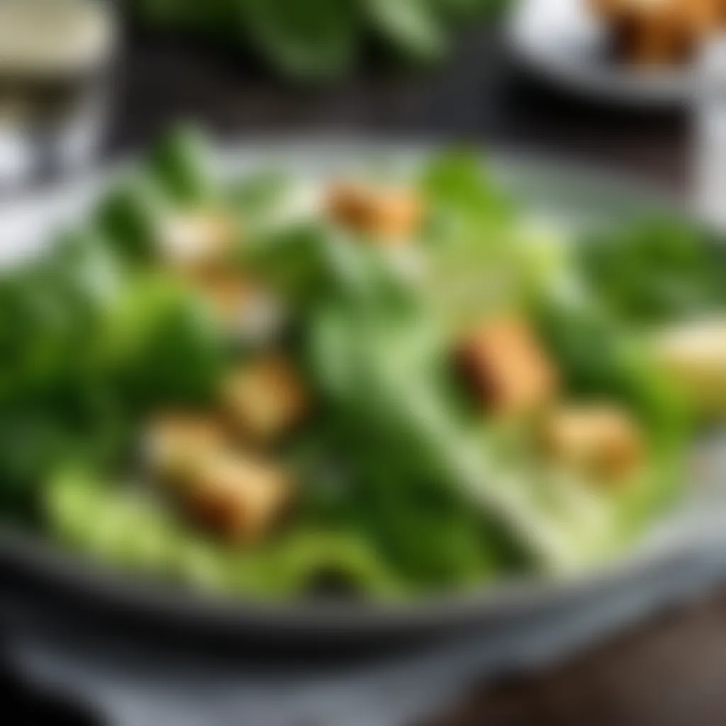 Savor the Freshness of Romaine Lettuce and Crispy Croutons Fresh Romaine Lettuce and Crispy Croutons