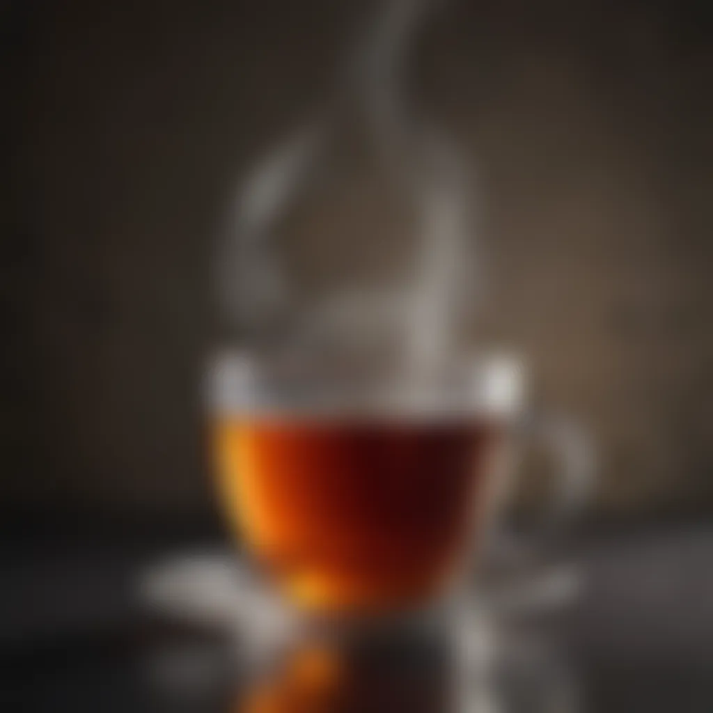 An elegant cup of hot tea with steam rising, highlighting its aromatic appeal.