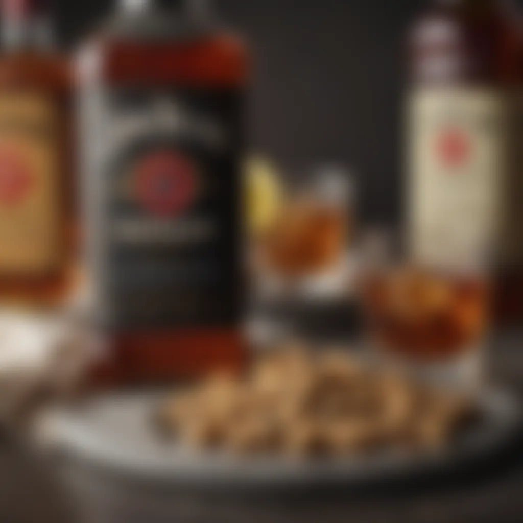 A nutritional chart comparing Jim Beam with other spirits