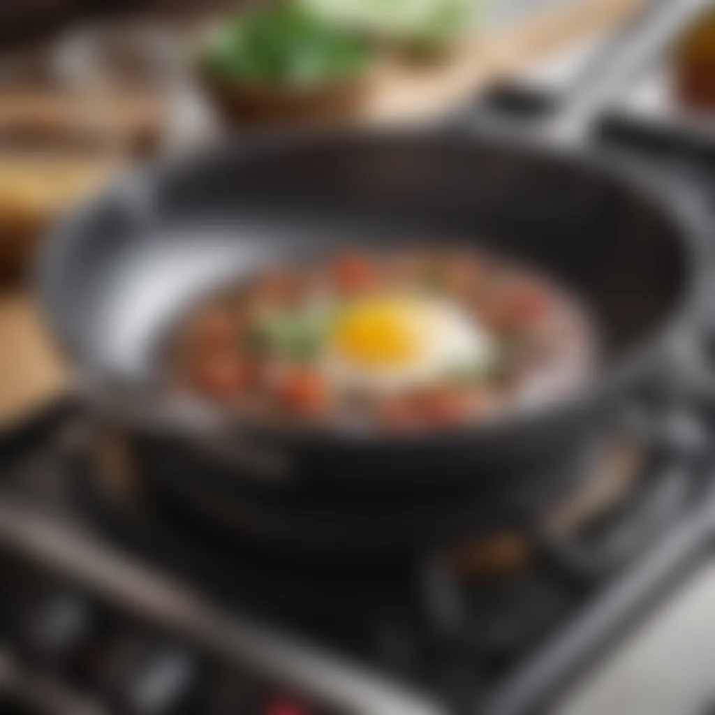 Close-up view of Calphalon Elite 12 Inch Fry Pan showcasing its durable construction and sleek design.