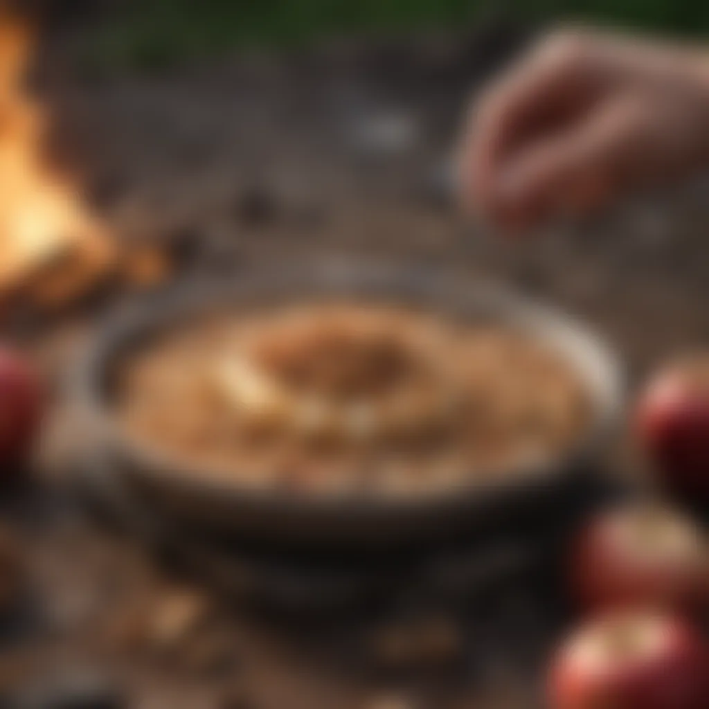 A beautifully plated campfire apple crisp ready to enjoy