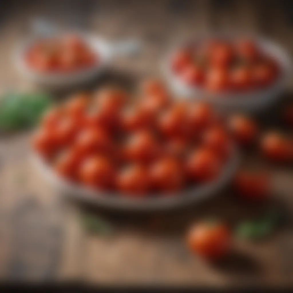 Vibrant Marzano tomatoes on a wooden table