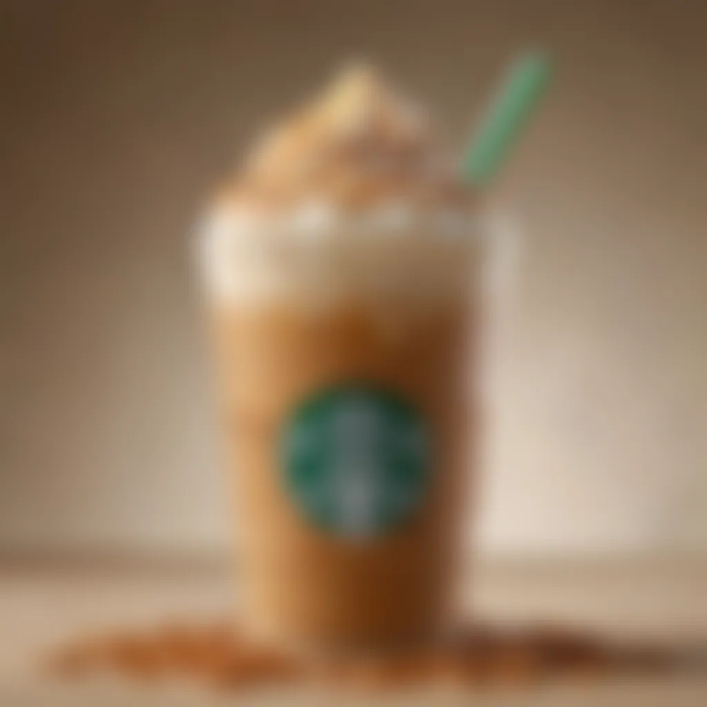 A close-up of the Caramel Frappuccino showcasing its creamy texture and caramel drizzle