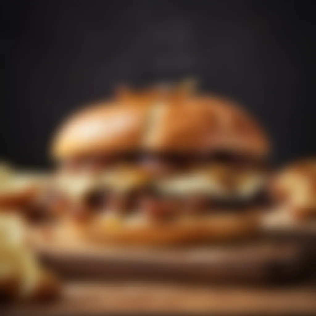 Brie and Caramelized Onions Elegance Caramelized onions with brie cheese on brioche bun