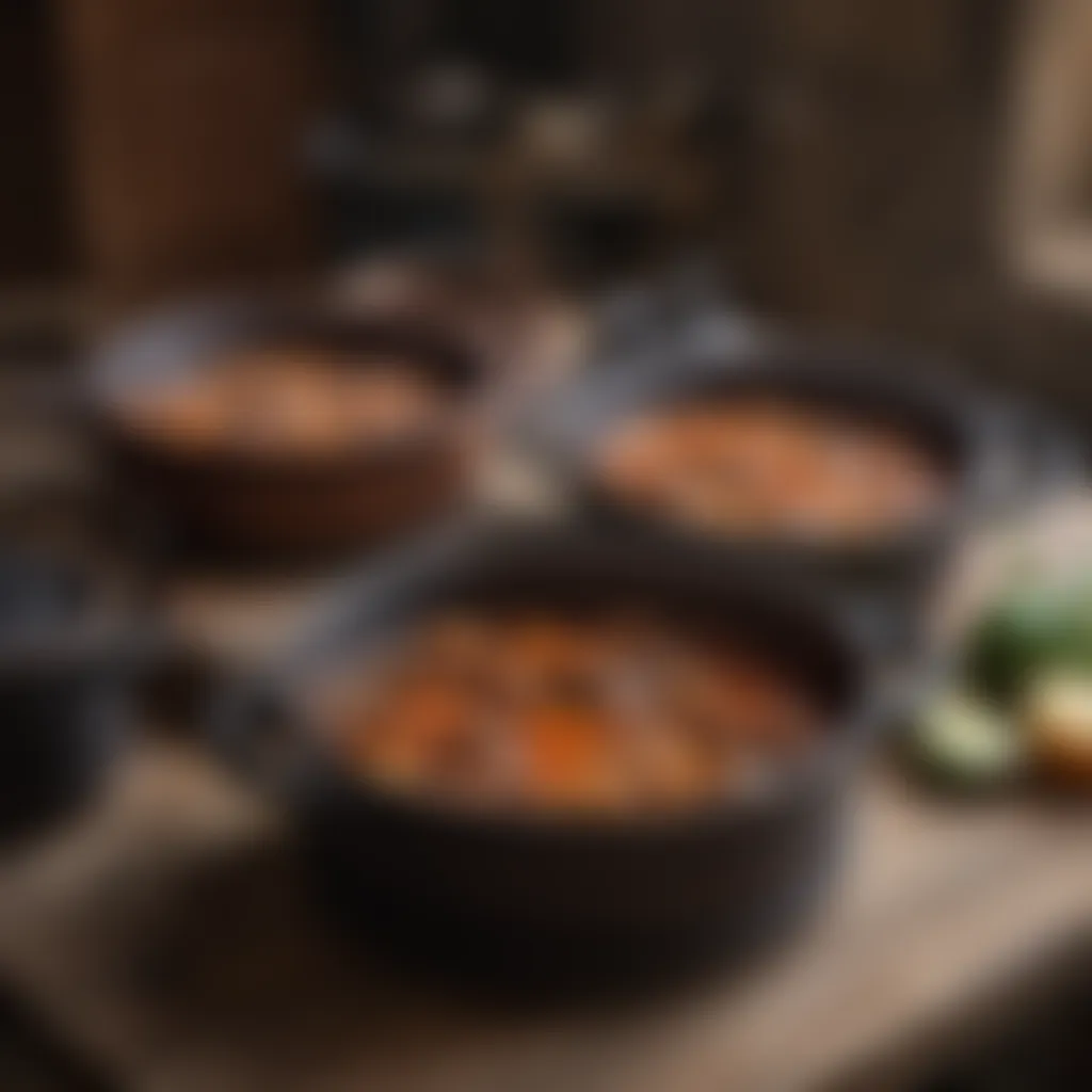 An elegantly displayed cast iron pot on a rustic wooden table, emphasizing its aesthetic and functional appeal