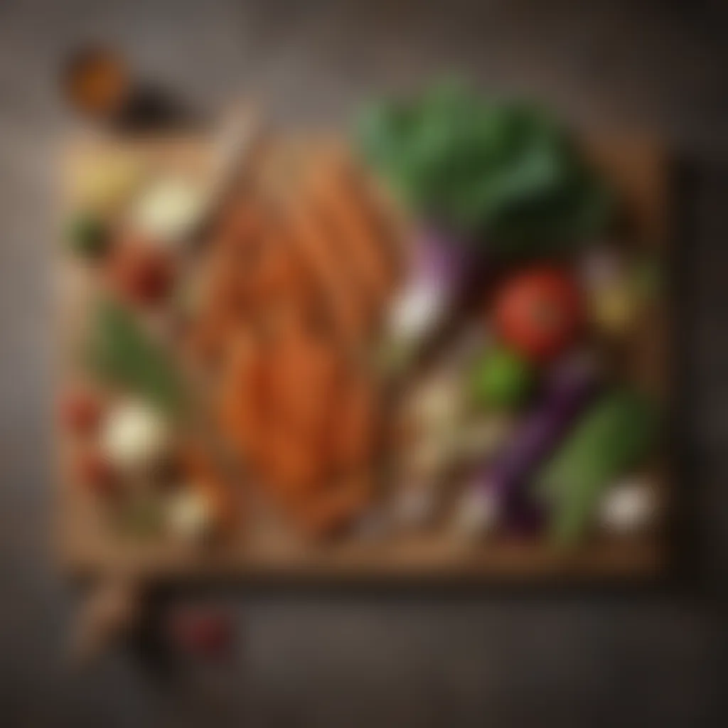 Freshly harvested vegetables on a wooden cutting board