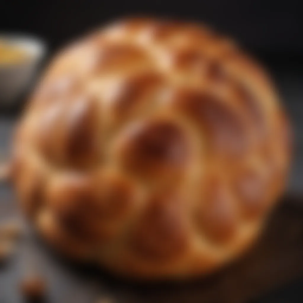 Elegant presentation of a golden-brown challah loaf