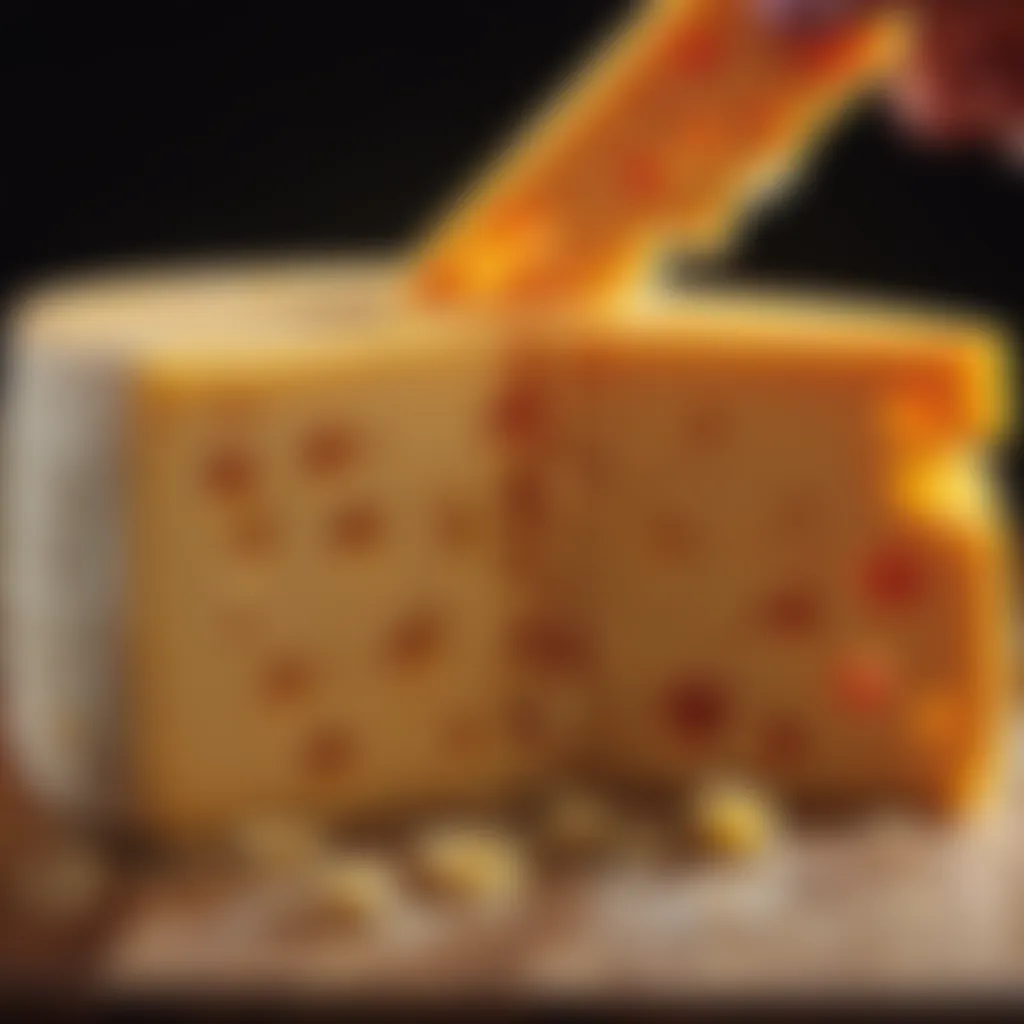 Cheddar Cheese Slicing Close-up