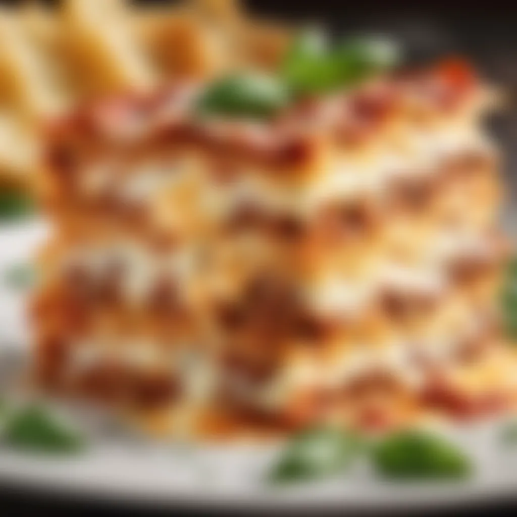 Rich and creamy cheese blending harmoniously with savory meat in lasagna