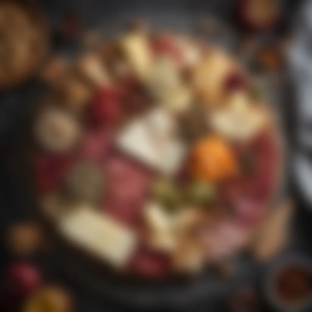 Elegant Charcuterie Board An elegant charcuterie board featuring a variety of cheeses and accompaniments.