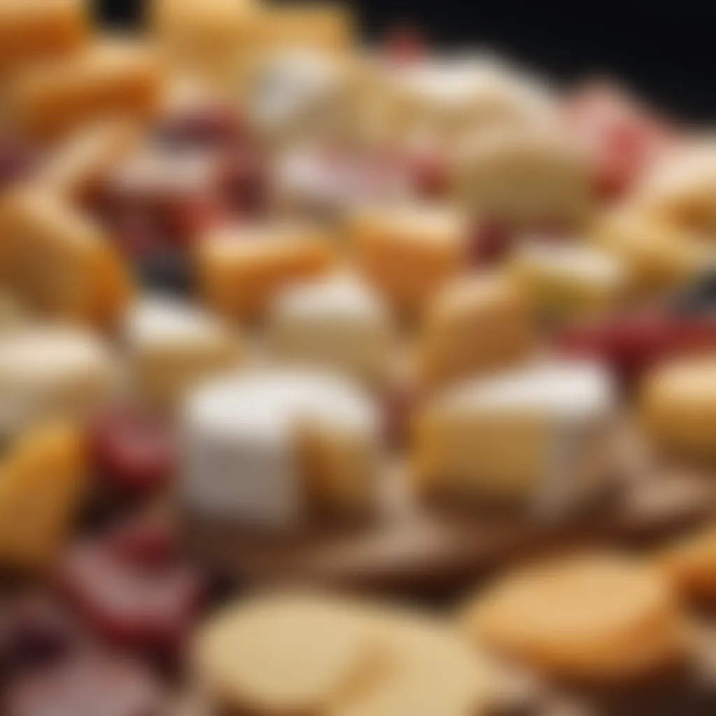Varieties of Cheese Display A vibrant display of cheese varieties with detailed descriptions.