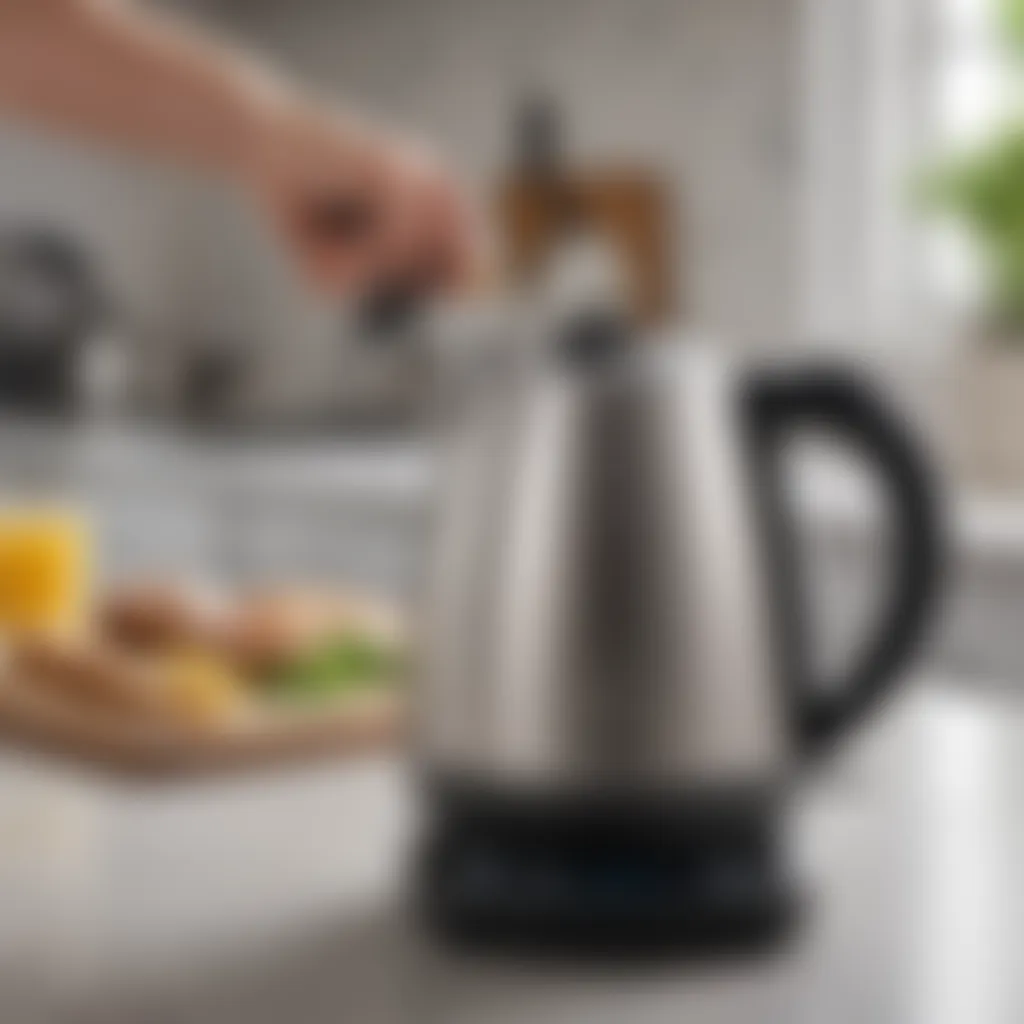 Chefman electric kettle in use, demonstrating its efficiency and performance