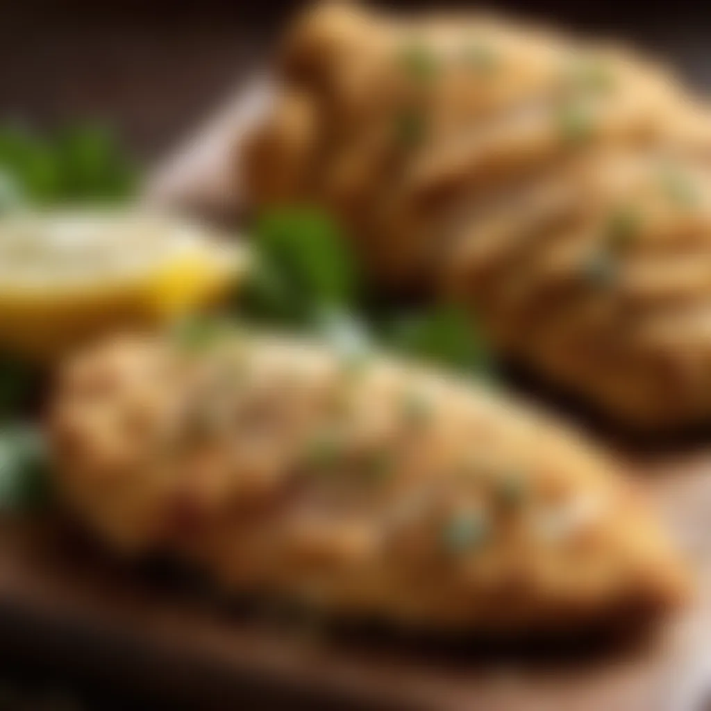 Chicken breasts coated with parmesan breadcrumbs