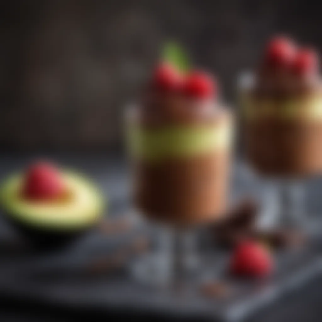 Decadent chocolate avocado mousse with raspberry coulis