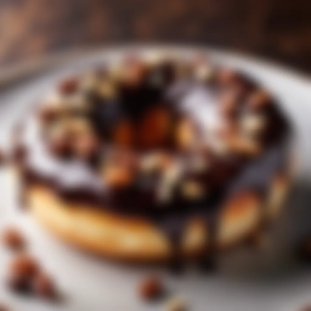 Decadent Chocolate Glazed Donut Sprinkled with Nuts