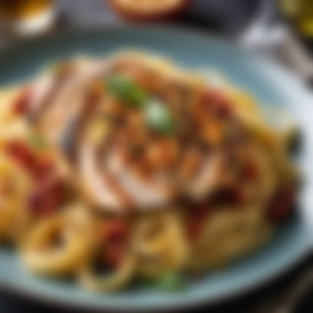 Citrus Marinated Grilled Chicken with Sun-Dried Tomato Pesto Fettuccine