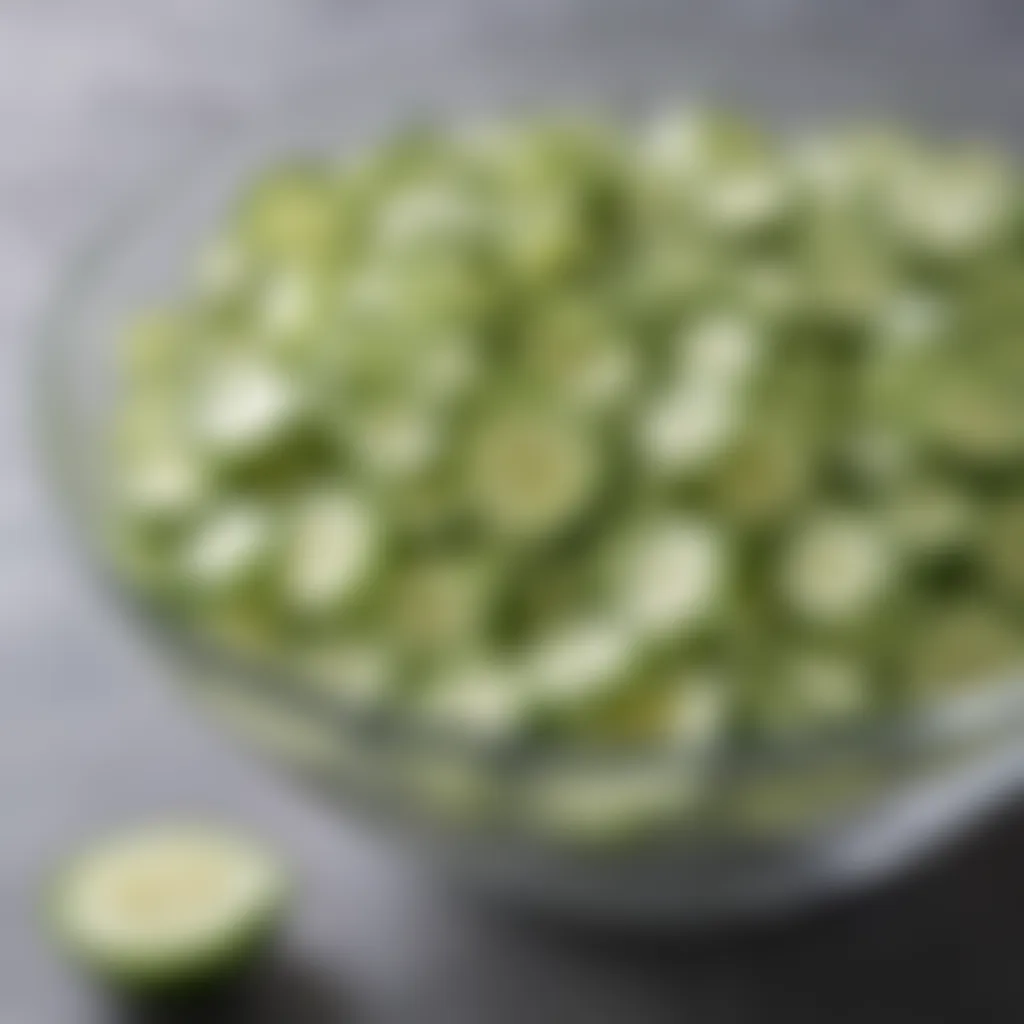 Refreshing cucumber salad in a clear bowl