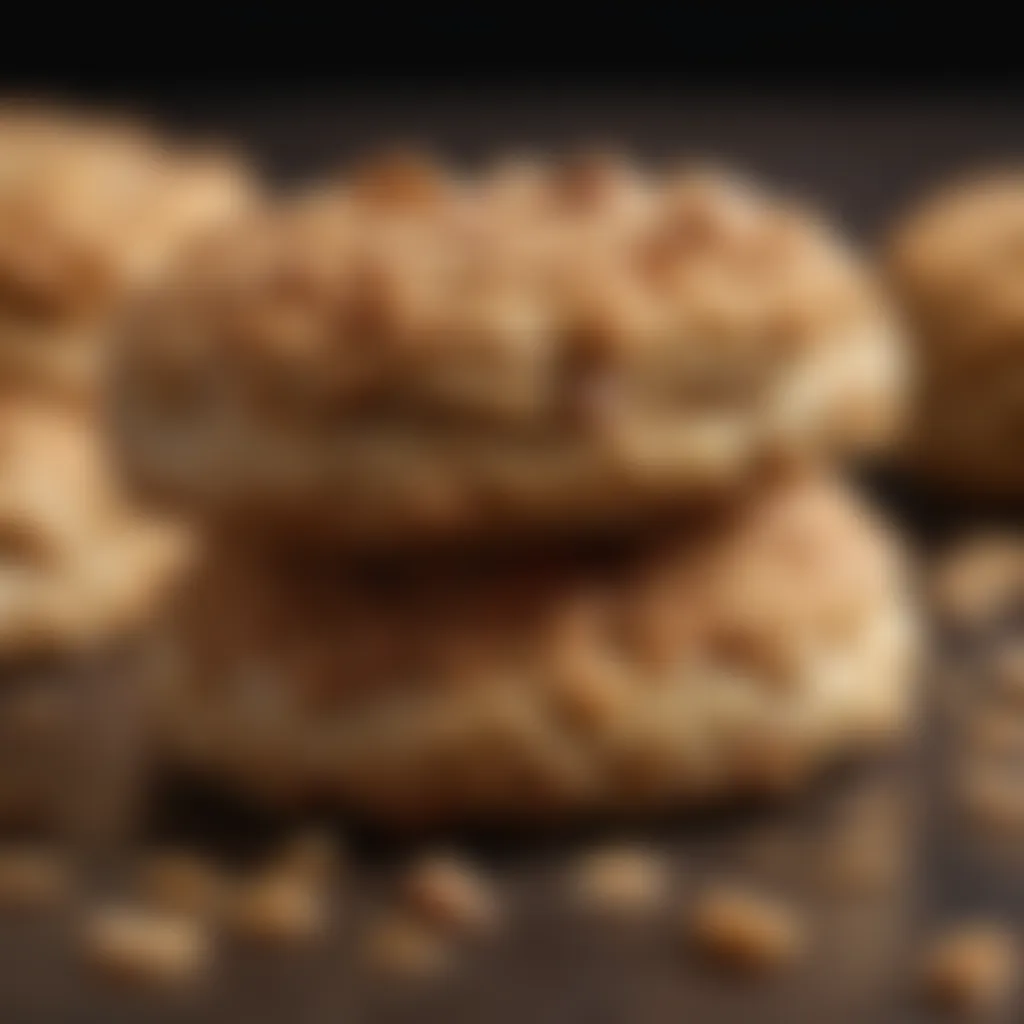 A close-up of a bite-sized Anzac biscuit with a crunchy exterior