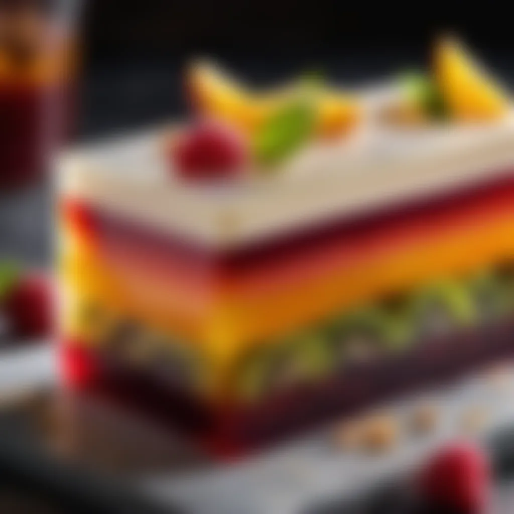 Close-up of Knox Block with Layers of Fruit and Gelatin A close-up of a Knox Block with layers of fruit and gelatin