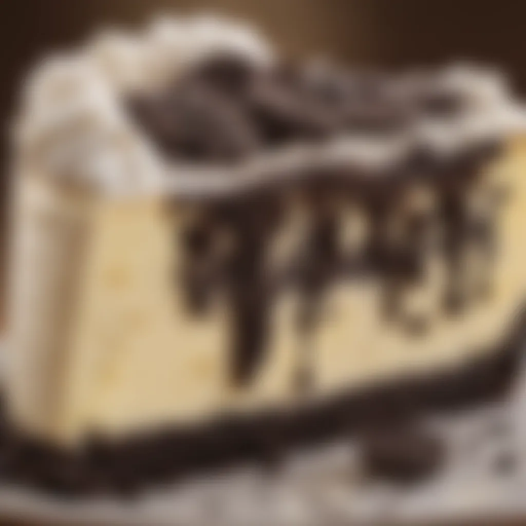 Close-up view of the Oreo Dream Extreme Cheesecake revealing its rich texture