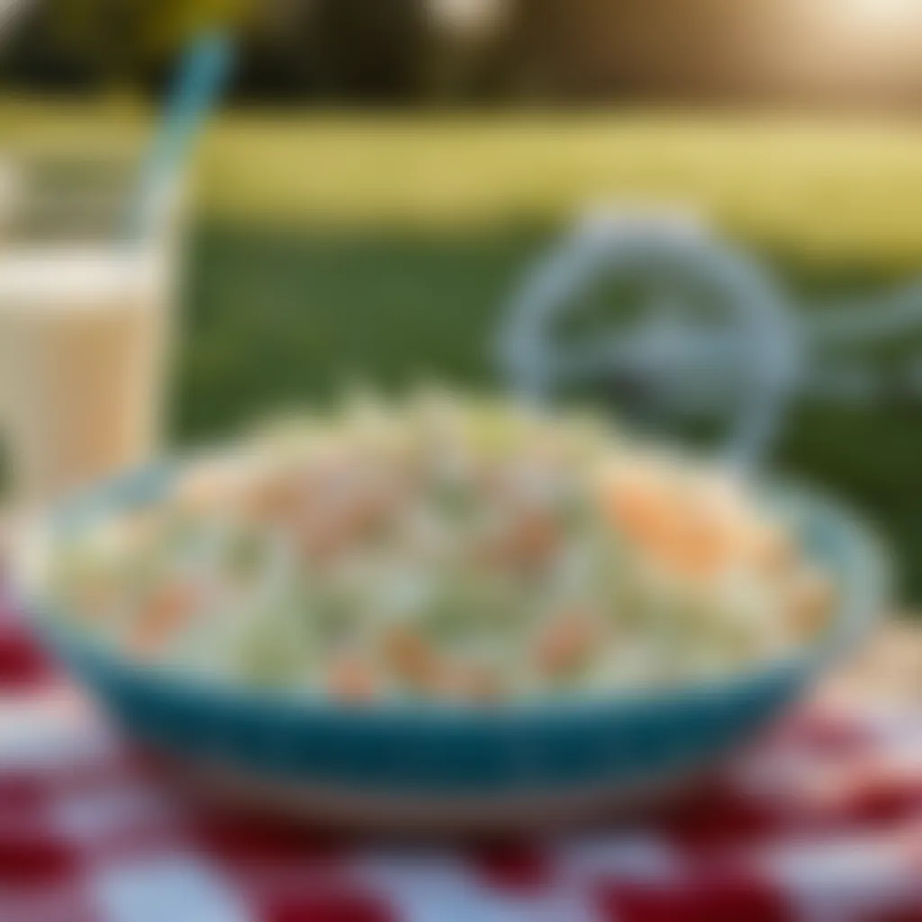 Coleslaw being enjoyed at a picnic