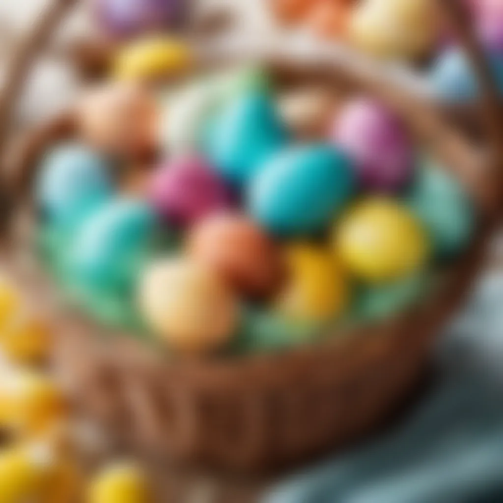 Colorful Easter eggs in a basket