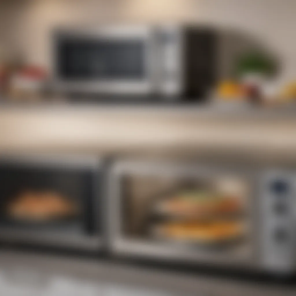 A side-by-side comparison of top mounted microwave ovens and alternative placements.