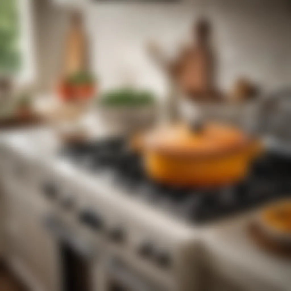 A well-maintained Le Creuset pan in a stylish kitchen setting