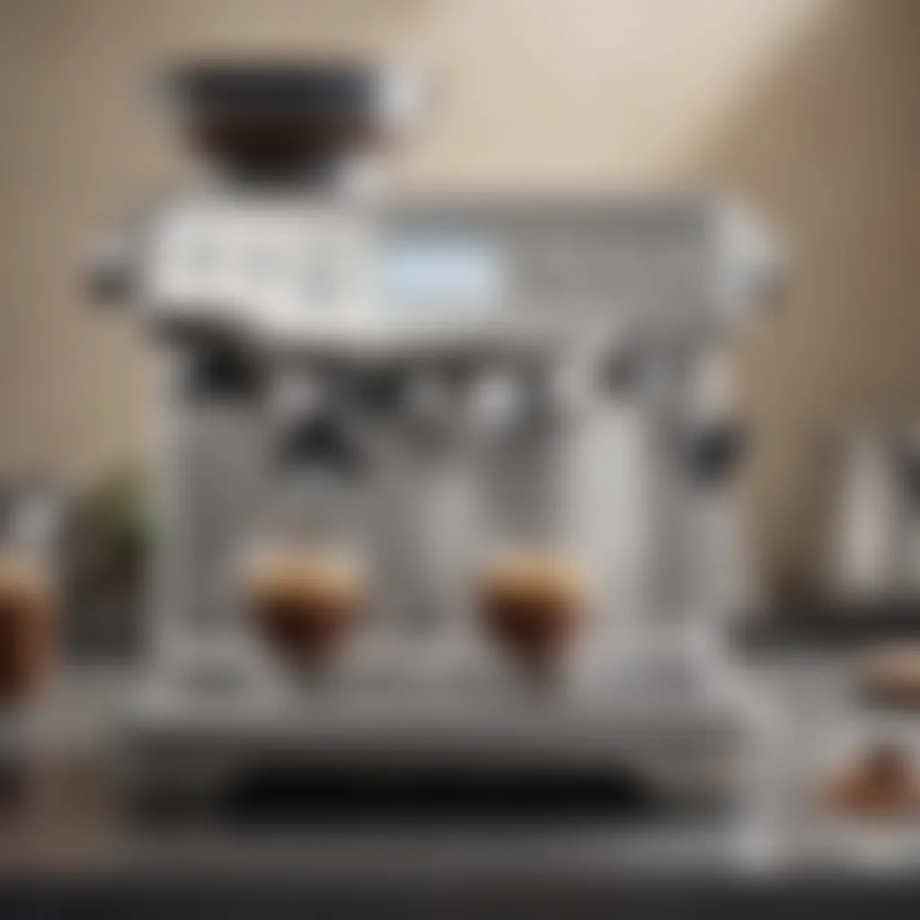 A sleek Breville espresso machine showcasing its elegant design and premium finish