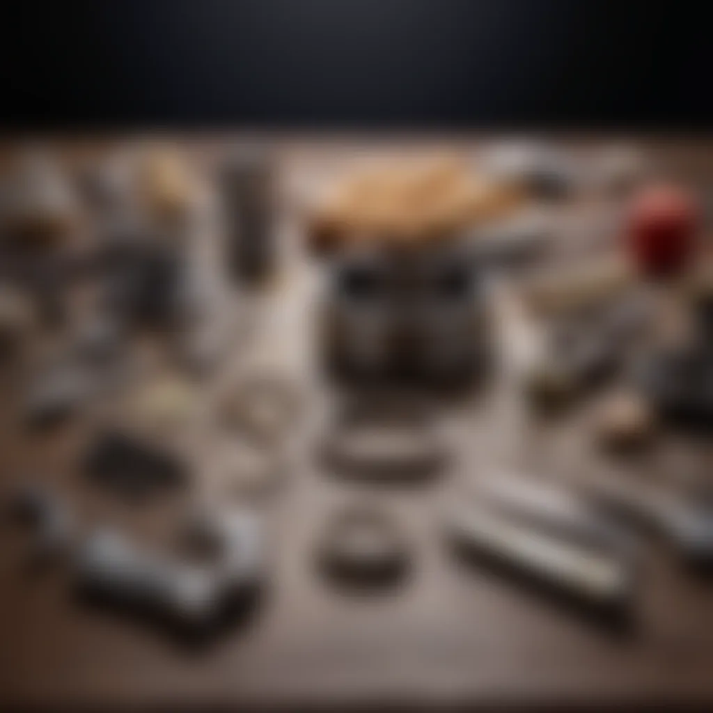 A selection of essential tools laid out neatly, emphasizing the equipment vital for successful ring crafting.