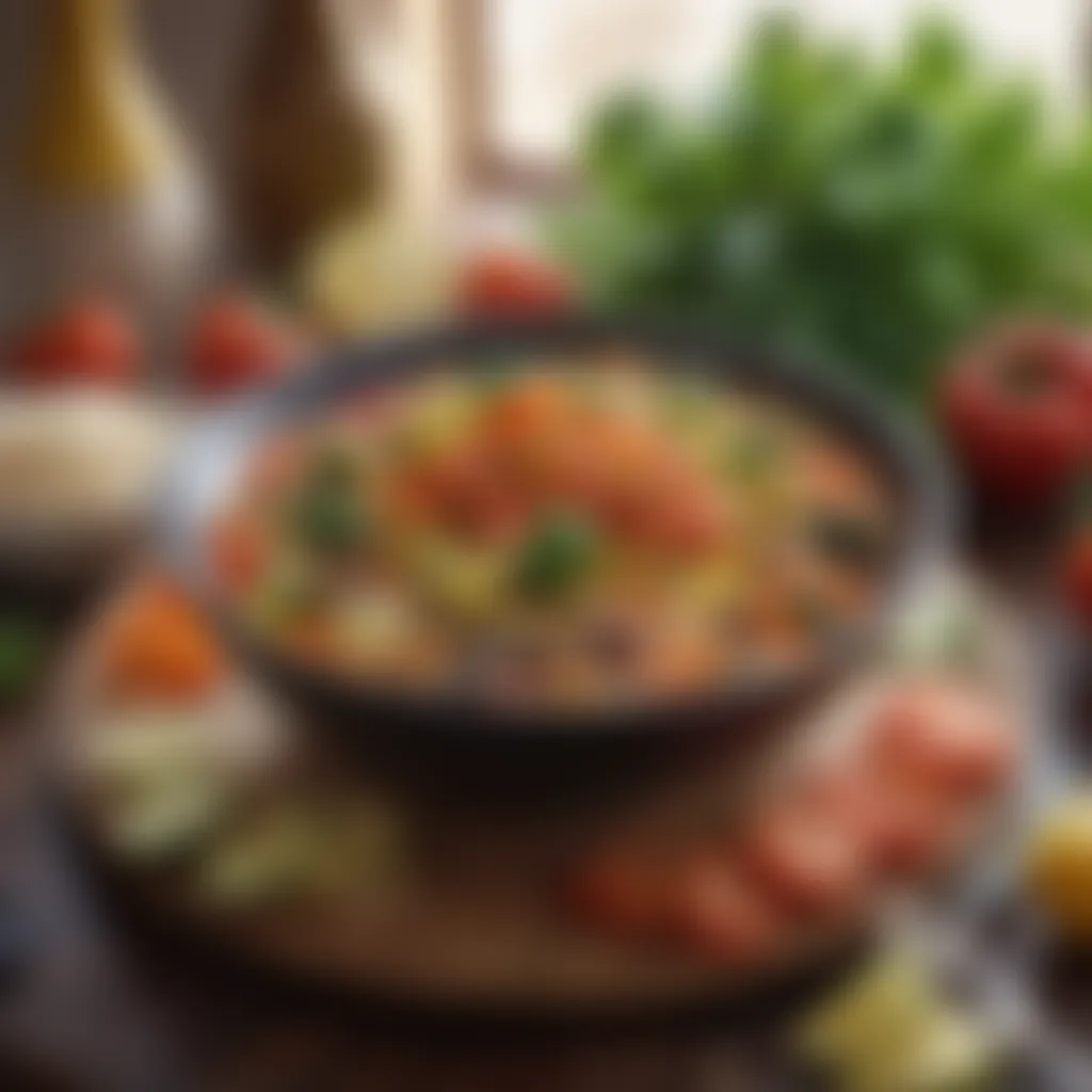 Mediterranean Culinary Delights A vibrant spread of Mediterranean dishes featuring fresh vegetables and grains