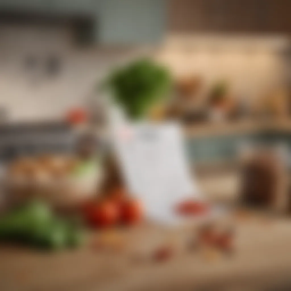 Efficient Grocery Planning Grocery list and planner on a kitchen counter