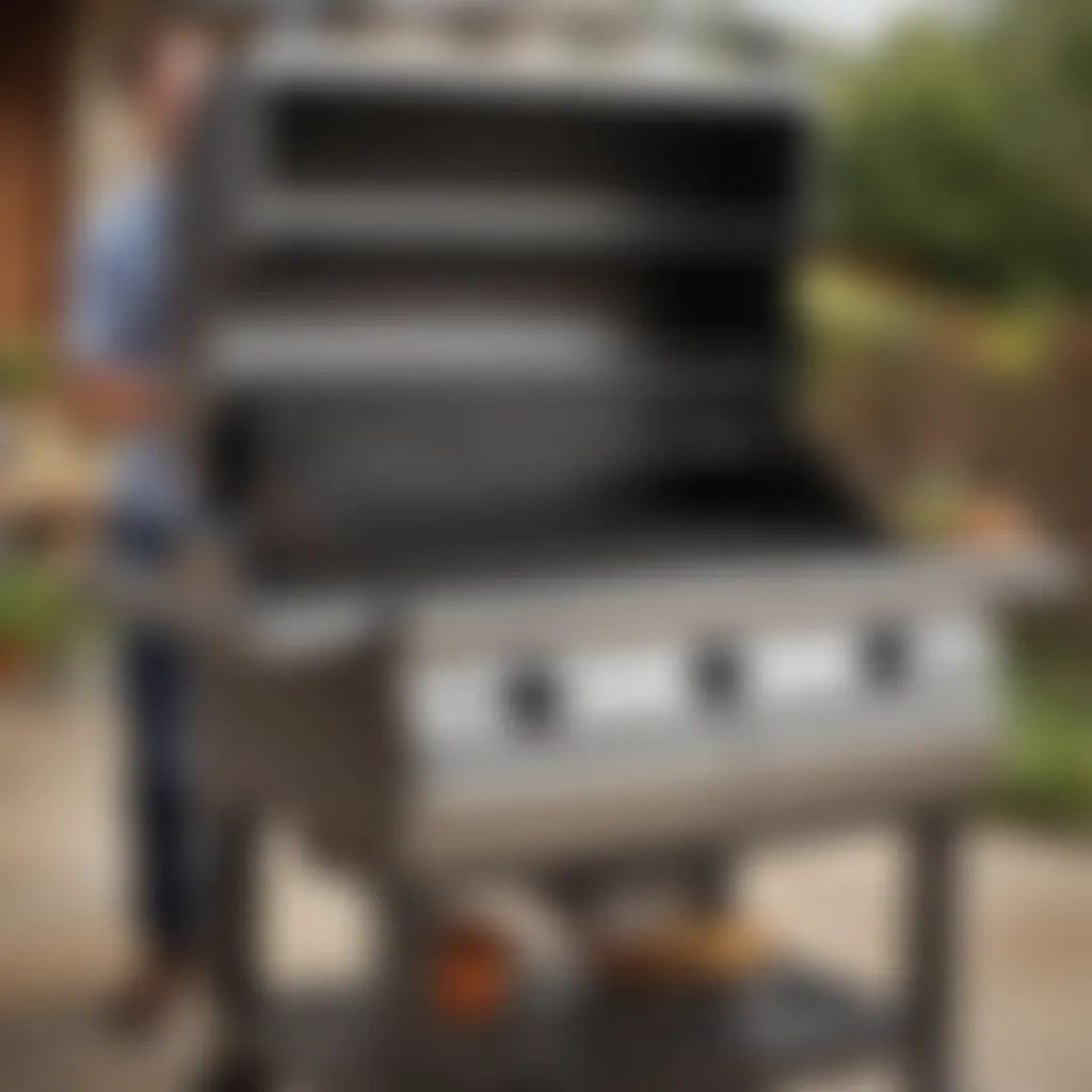 Illustration of the grill's maintenance features, showcasing ease of cleaning and upkeep.