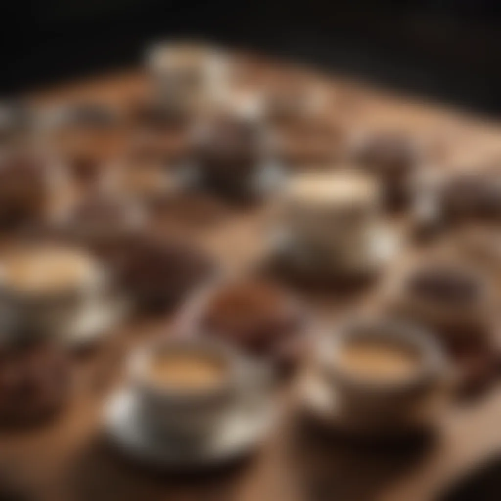 A variety of instant coffee products displayed on a wooden table