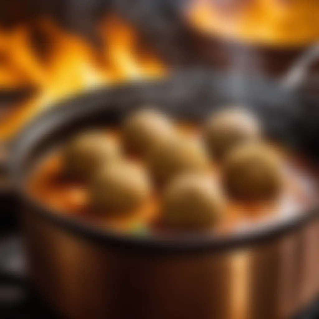 Cooked fufu balls in a pot