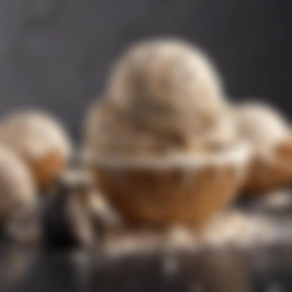 Close-up of a scoop of creamy cookies and cream ice cream