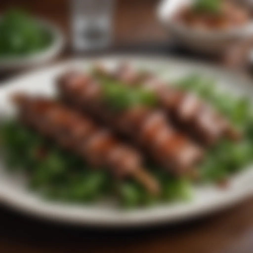 A tantalizing platter of beef riblets garnished with fresh greens and served elegantly