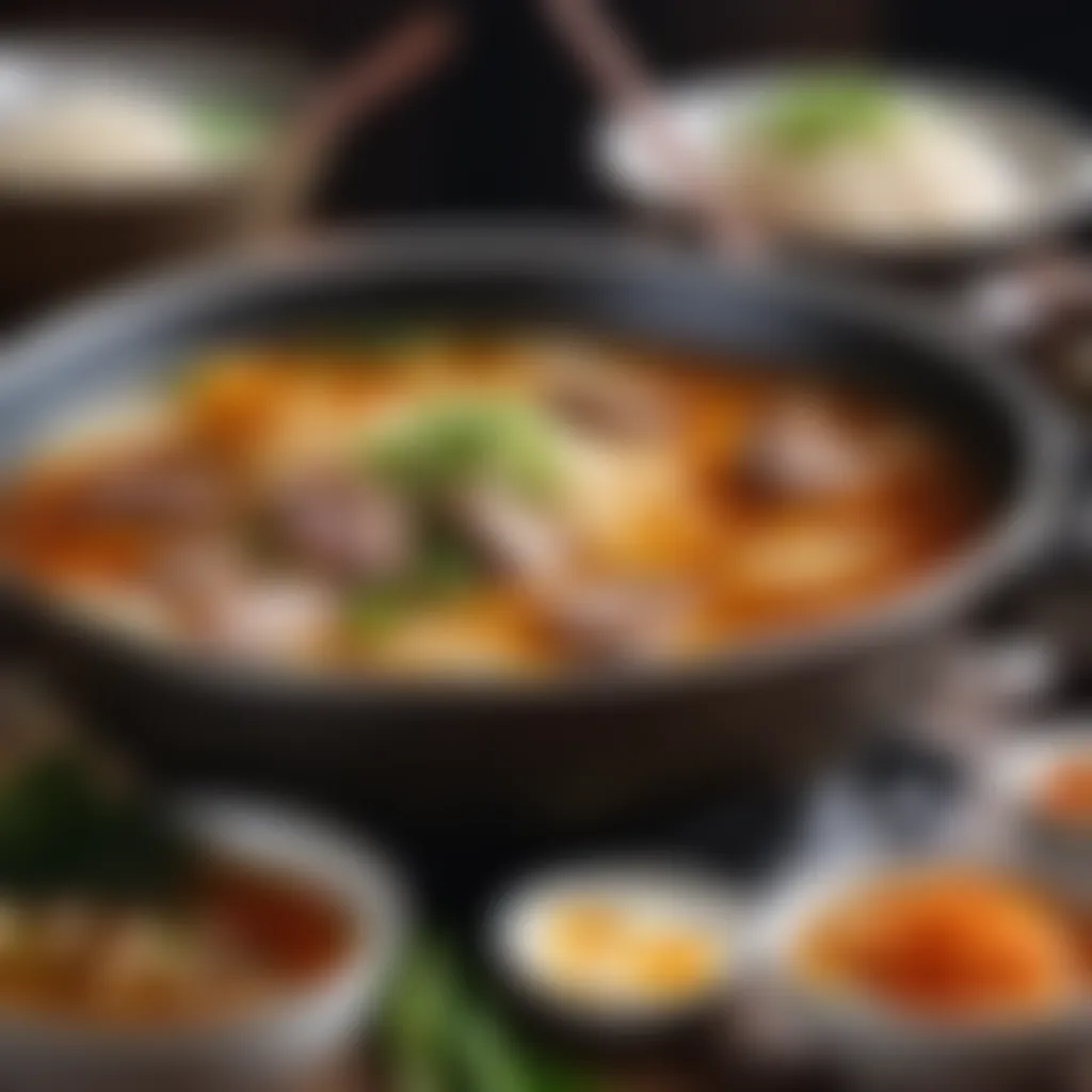Cooking the eomuk in flavorful broth Cooking the eomuk in flavorful broth