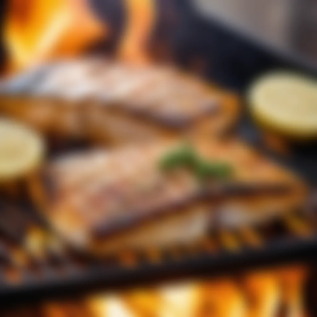 Cooking hake fillet on a grill