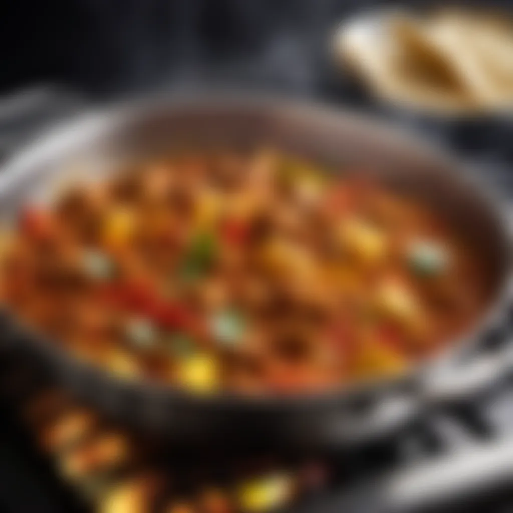 Cooking the jalfrezi dish in a pan