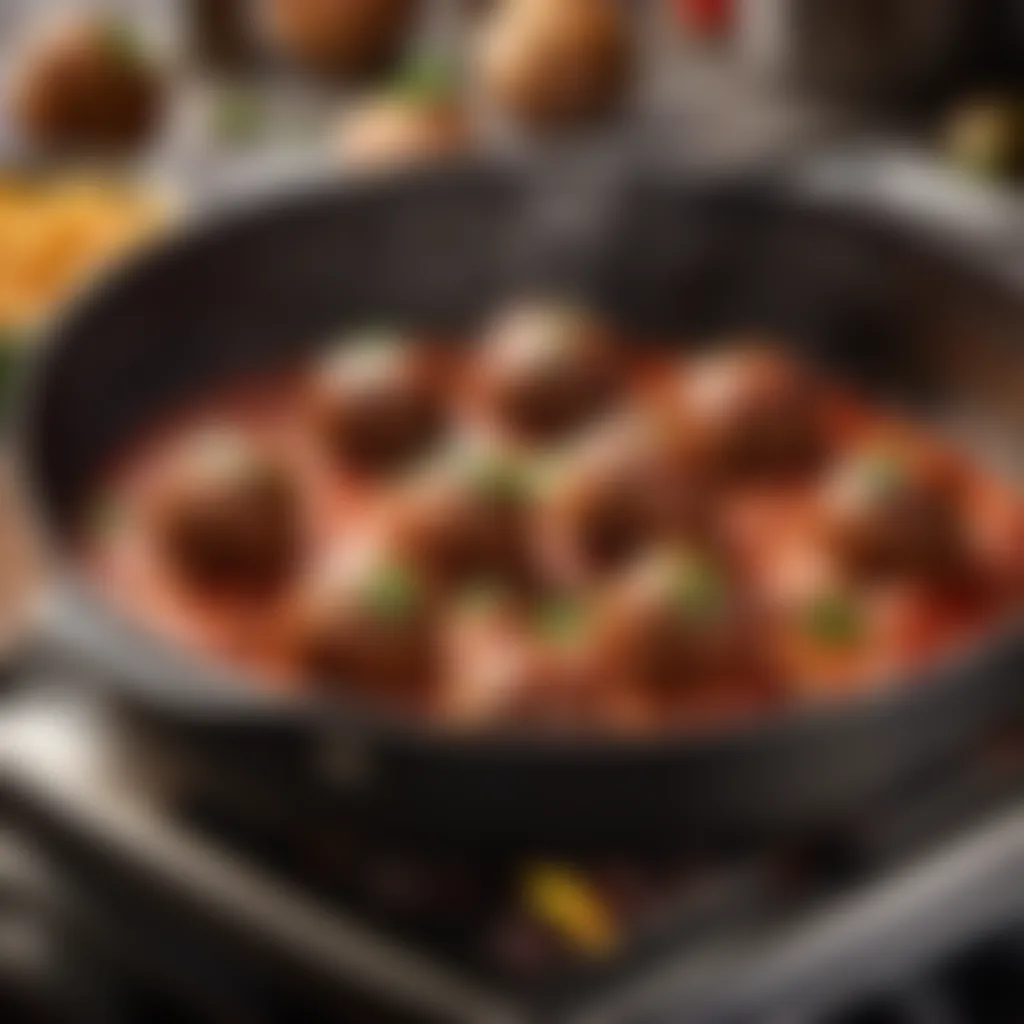 Meatballs Cooking in a Pan Meatballs Cooking in a Pan