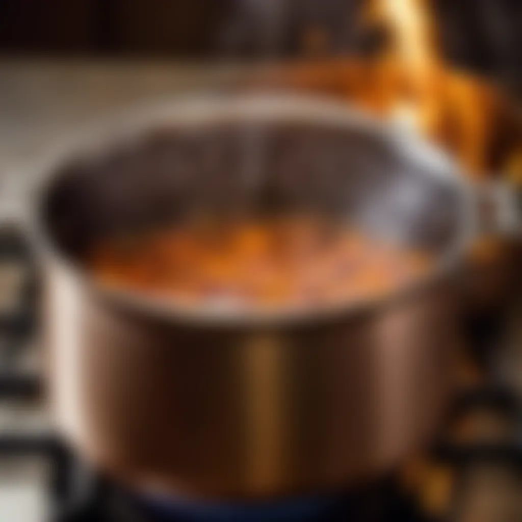 Cooking pot with boiling liquid