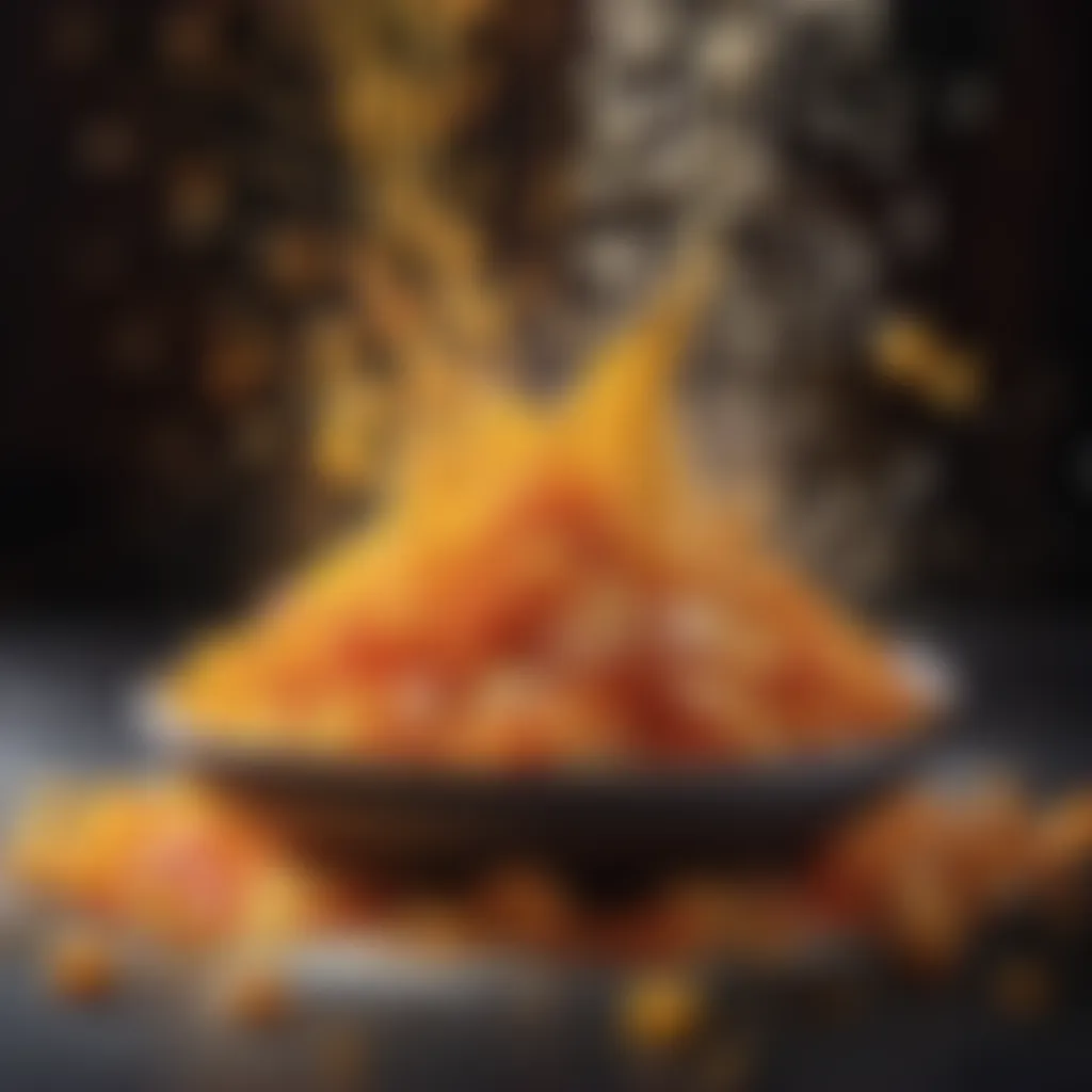 Abstract illustration of ingredients coming together in a symphony of flavors