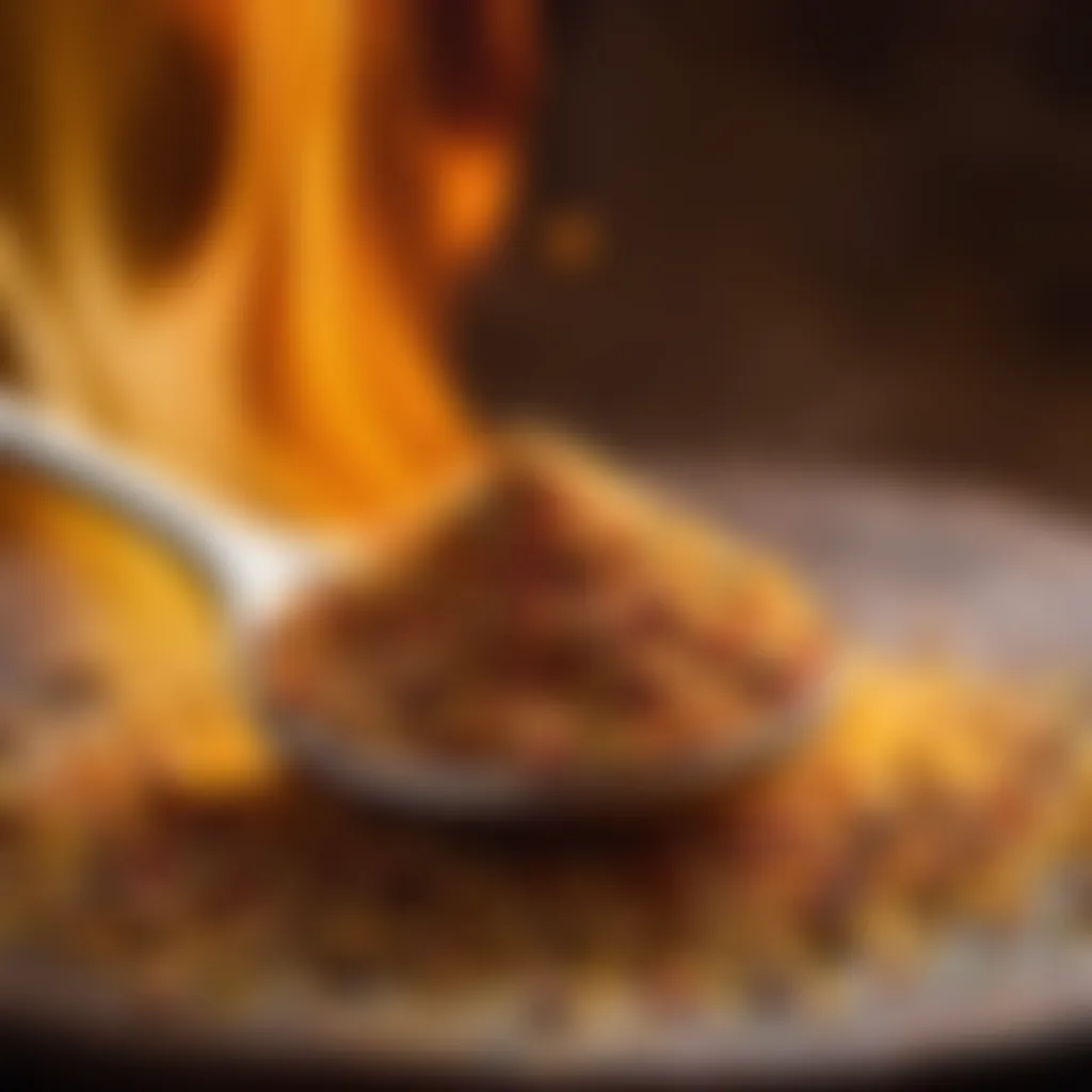 Artistic representation of seasoning blend in a rustic spoon